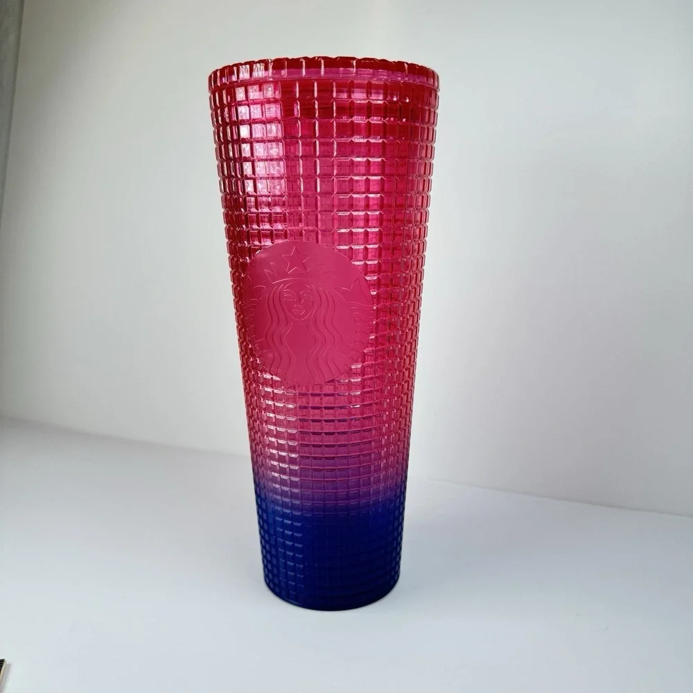 Starbucks 2022‎ Watermelon Grid Red Blue Gradient Studded Tumbler 24oz New